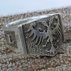 signet ring double headed eagle white gold 4