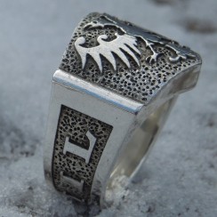 signet ring double headed eagle white gold 1